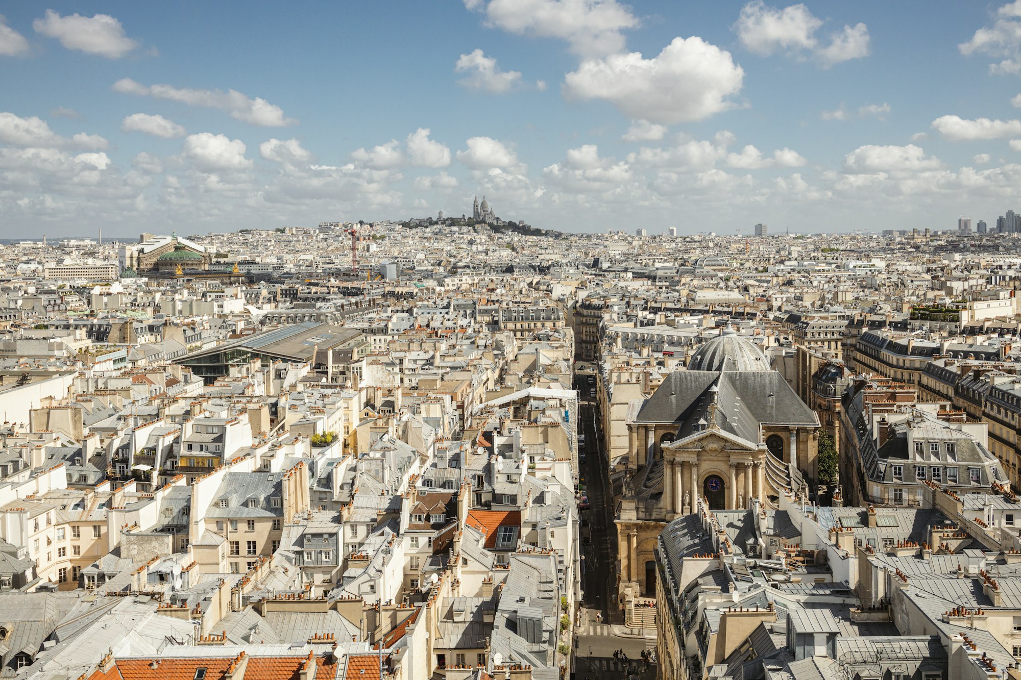 Rooftop view of Paris in summer, France